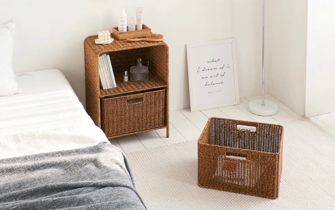PP rattan drawer 2tier / PP ラタン シェルフ サイド テーブル タンス