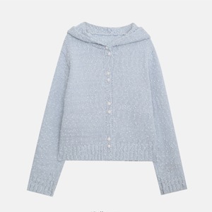 hooded knit cardigan　J00402