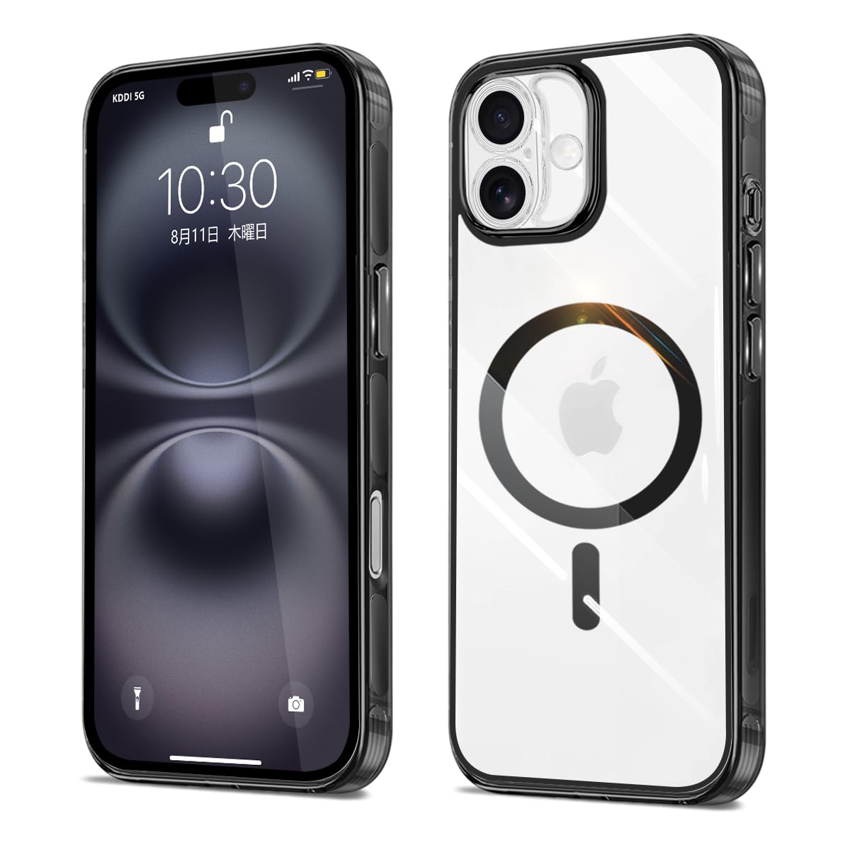 Majiyana for iPhone 16用 ケース クリア MagSafe対応 強力な磁石内蔵 耐衝撃 耐久性(ブラック)