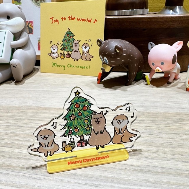 カワウソファミリのクリスマスアクリルスタンド