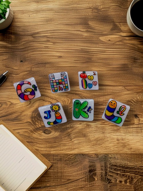 変形型アルファベット★ピンバッジGHIJKL