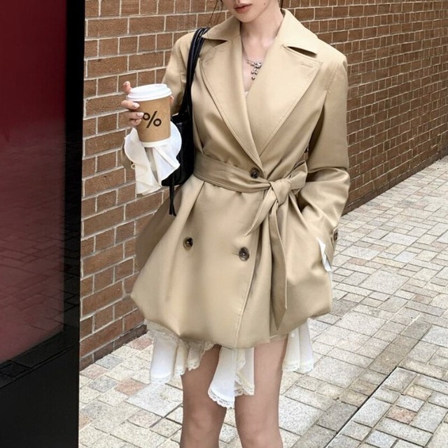 Balloon hem trench coat　M1594