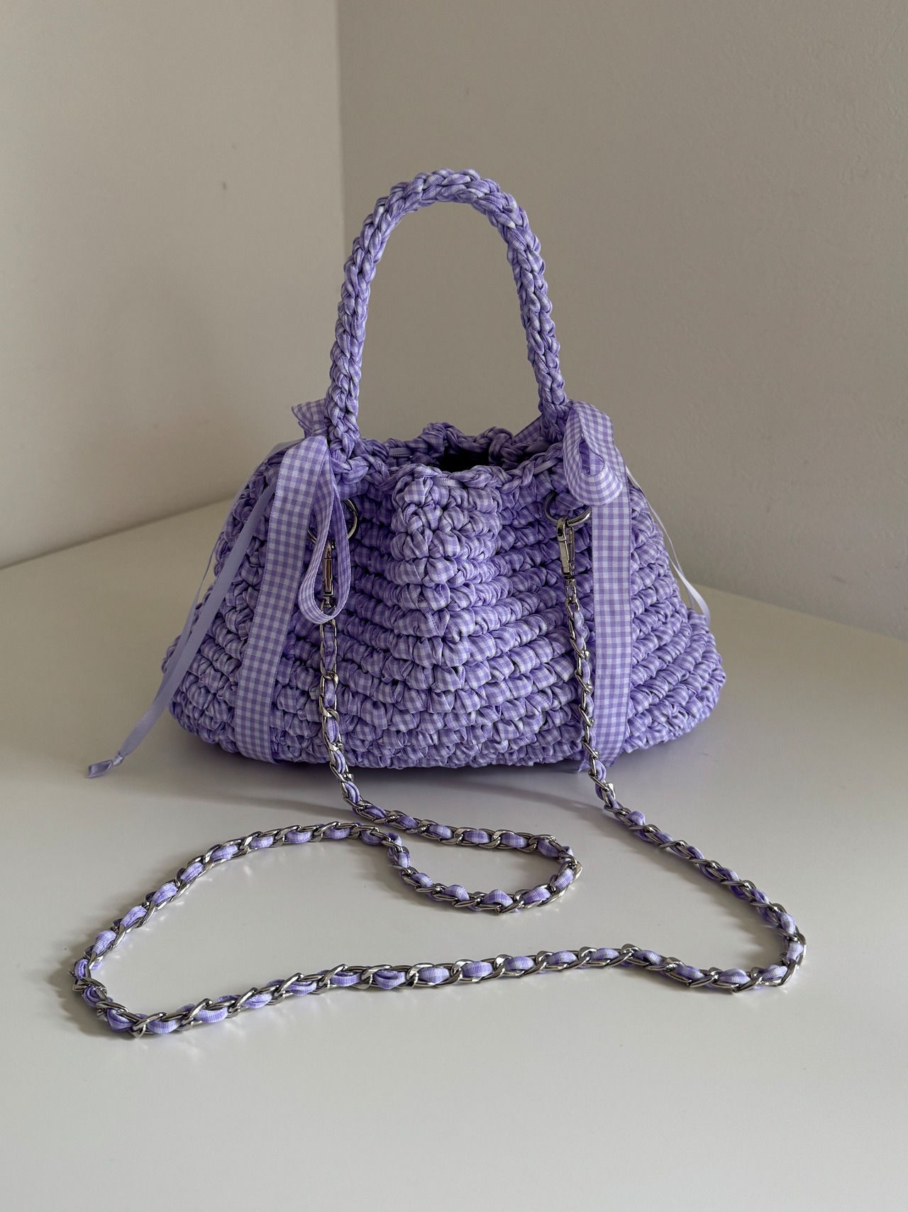 【即納】gingham check 12 lavender