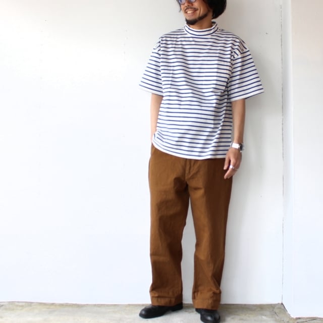 HARVESTY モックネックボーダーポケットT Mockneck S/S Tee Stripes