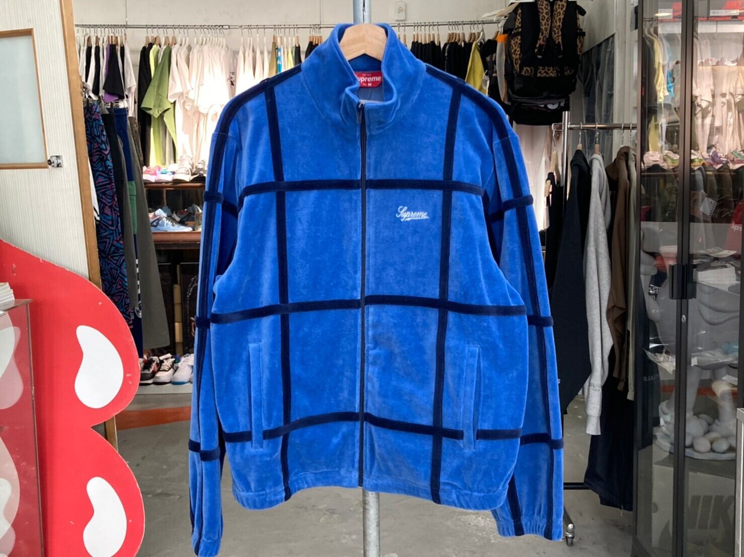 supreme grid taping velour jacket