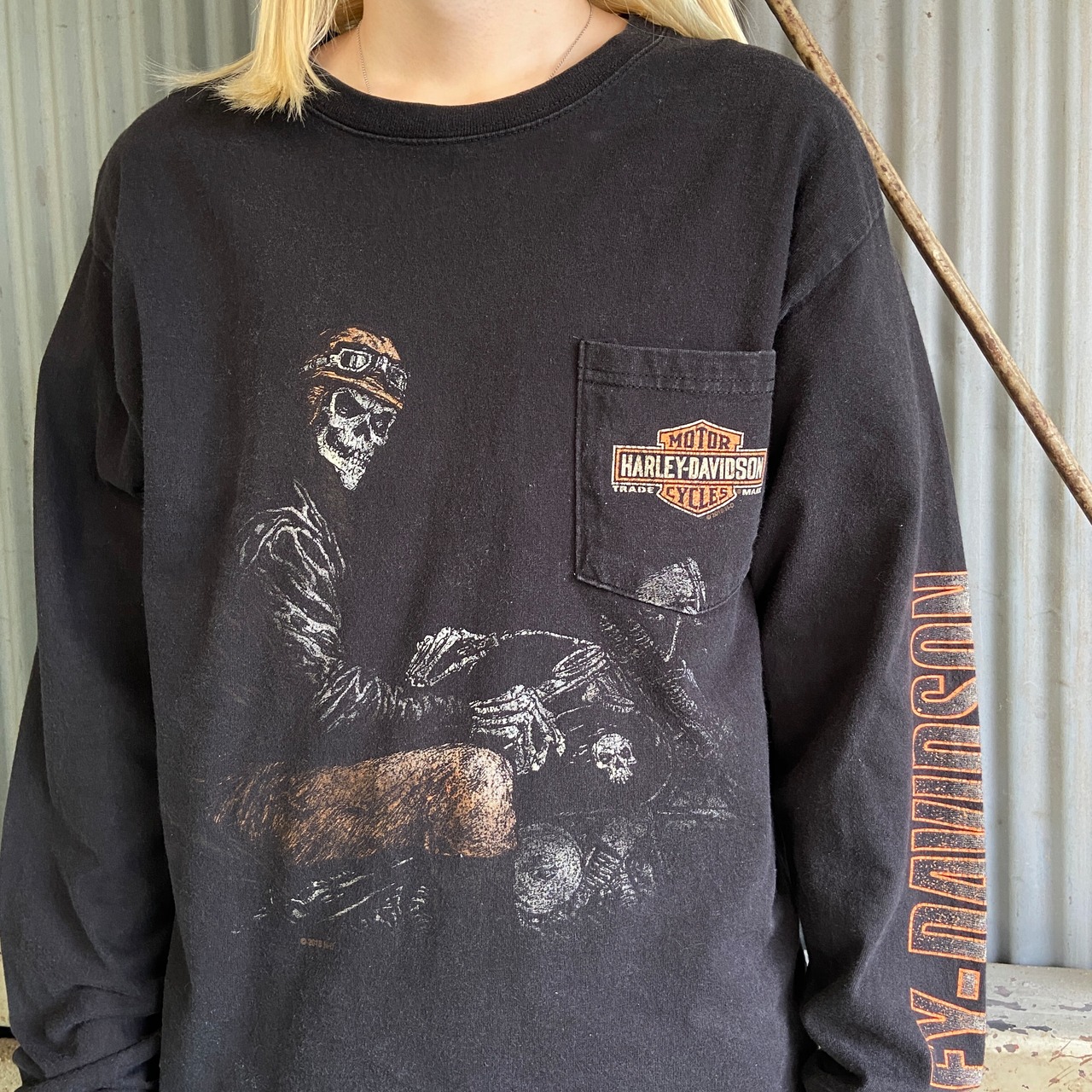 Harley-Davidson ハーレーダビッドソン 両面プリント ポケット ロングT 