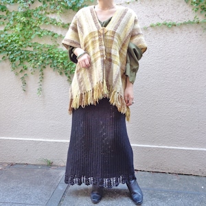 Wool fringe poncho／ウール フリンジ ポンチョ