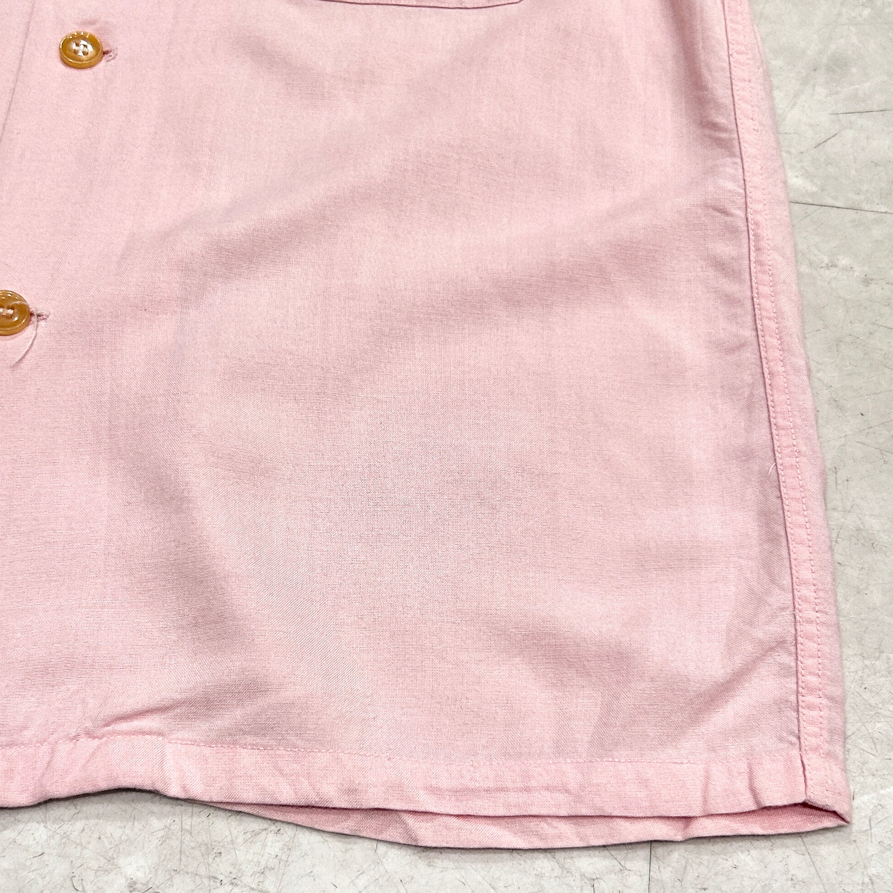 50年代 ビンテージ レーヨンシャツ 黒ピン 黒 ピンク ロカビリー 開襟 50s Wesley Rayon Shirt Black × Pink 50年代 レーヨンシャツ 黒