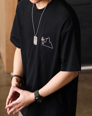 クライマー刺繍デザイン半袖Tシャツ / K0527