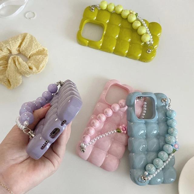 韓国♡マカロンカラー ぷくぷく チャーム付き iphoneケース 落下 韓国♡マカロンカラー ぷくぷく チャーム付き iphoneケース 落下
