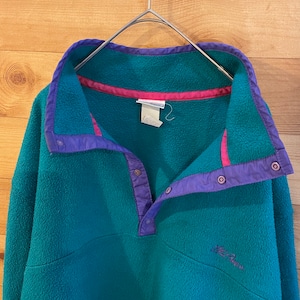 【L.L.Bean】70s 80s USA製 ハーフスナップ フリース ジャケット プルオーバー 筆記体ロゴ 刺繍ロゴ ビンテージ US古着