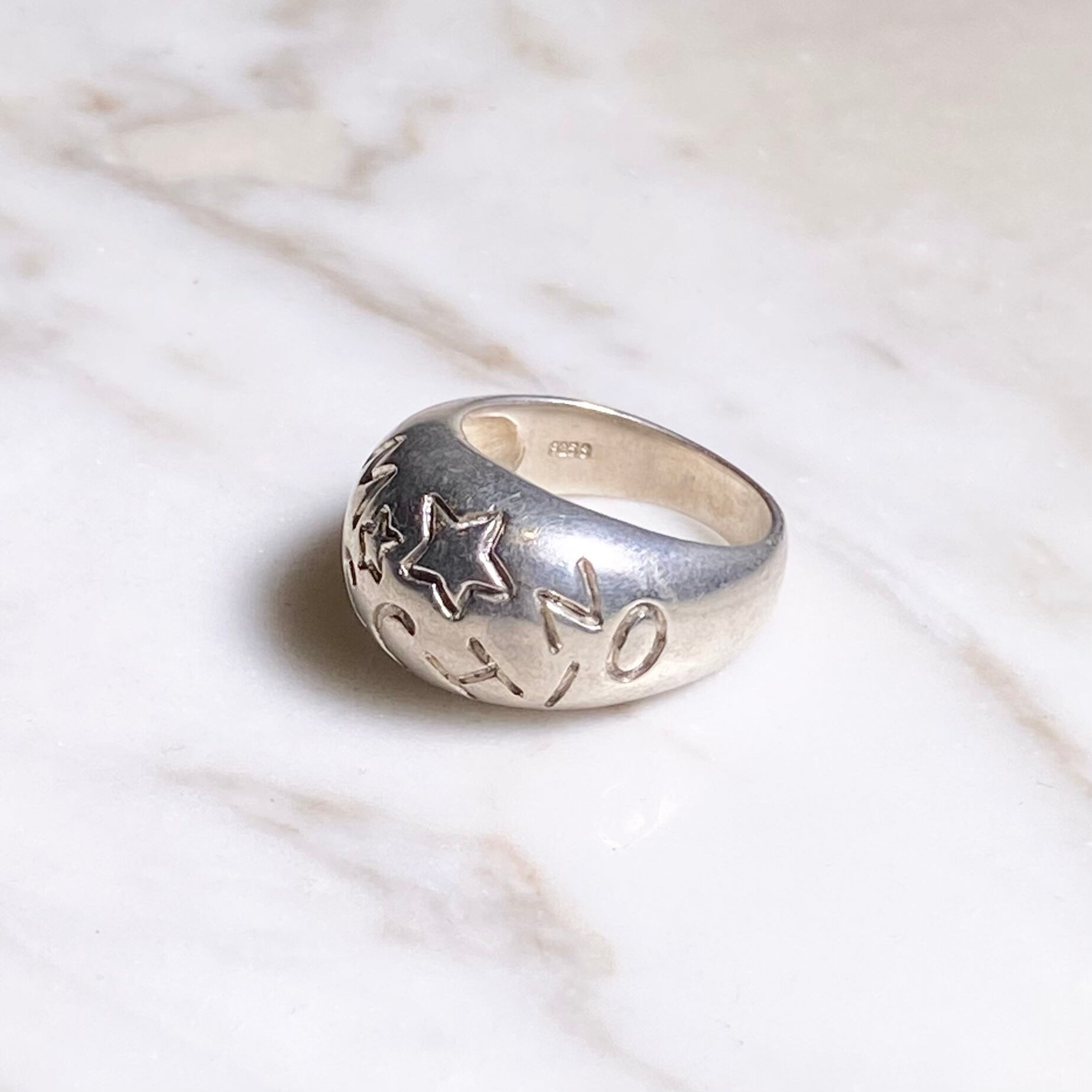 MOSCHINO silver logo ring | NOIR ONLINE