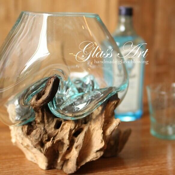 吹きガラスと木のオブジェ水槽 M ベタ や メダカ の飼育にも オシャレな水槽 アソート Cita Cita