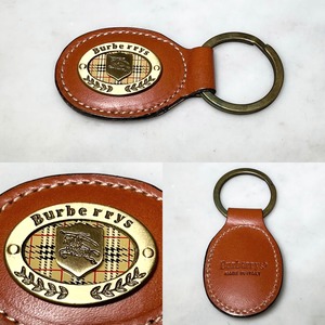 BURBERRY leather × metal key ring