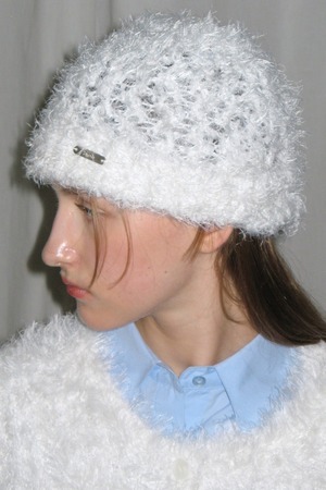 [SINOON]  HAIRY NET BEANIE (WHITE) 正規品 韓国ブランド 韓国通販 韓国代行 韓国ファッション シヌン シヌーン