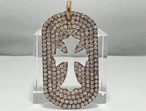 売れ筋がひクリスマスプレゼント！ CHROME HEARTS ダイアモンド ラージ ドッグタグ クロムハーツ ペンダントトップ、チャーム