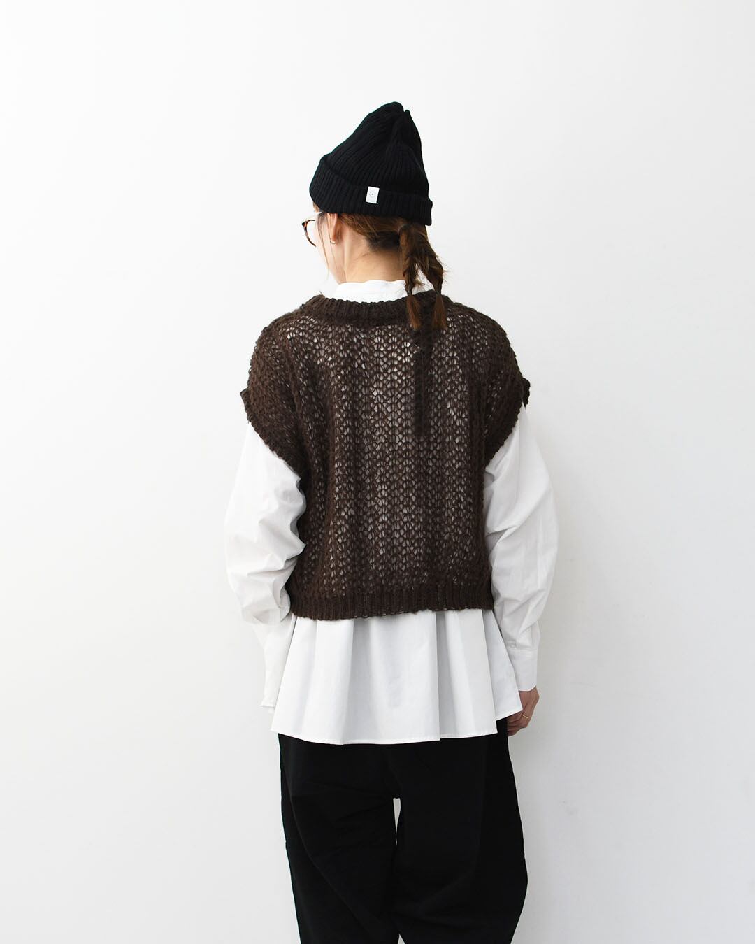 mizuiro ind [ミズイロ インド] hairly cocoon wide vest [3-220085