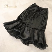 社交ダンス 衣装 スカート レッスンウェア ペチコート ブラック系 黒 無地 シンプル オーガンジー生地 透け感 シースルー フレア フリル 華やか かわいい おしゃれ 上品 大人っぽい ダンス 練習 レッスン ダンス衣装 練習着 社交ダンス衣装 フリル 光沢感 ふんわり 軽やか