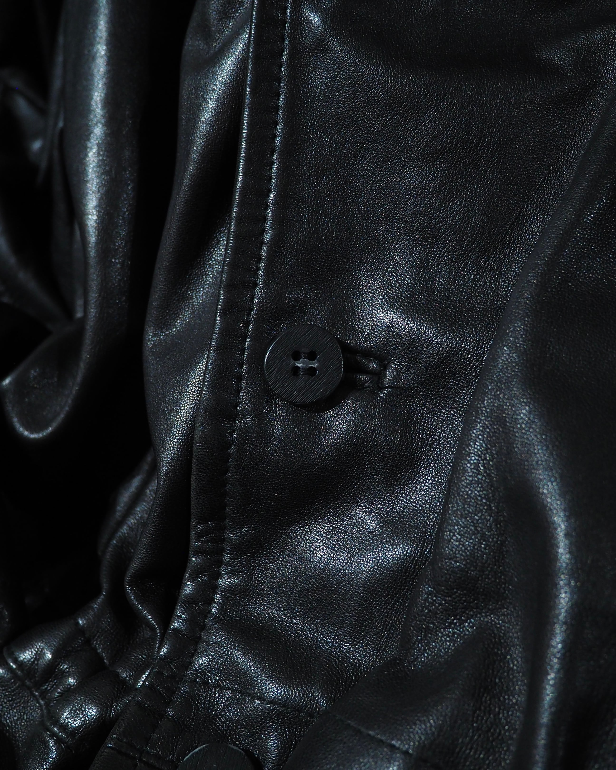” 艶美 ‐ Lustful Beauty ” Black Lamb Leather Vintage Half Coat Jacket
