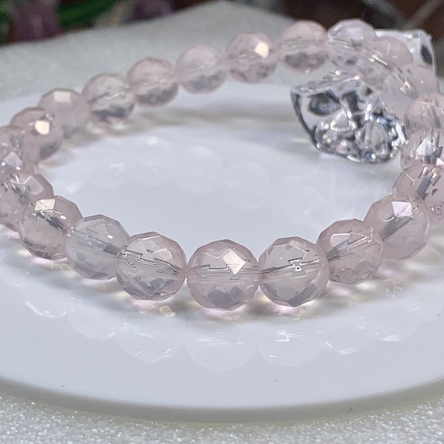透明度高・ローズクォーツ多面カットブレスレット