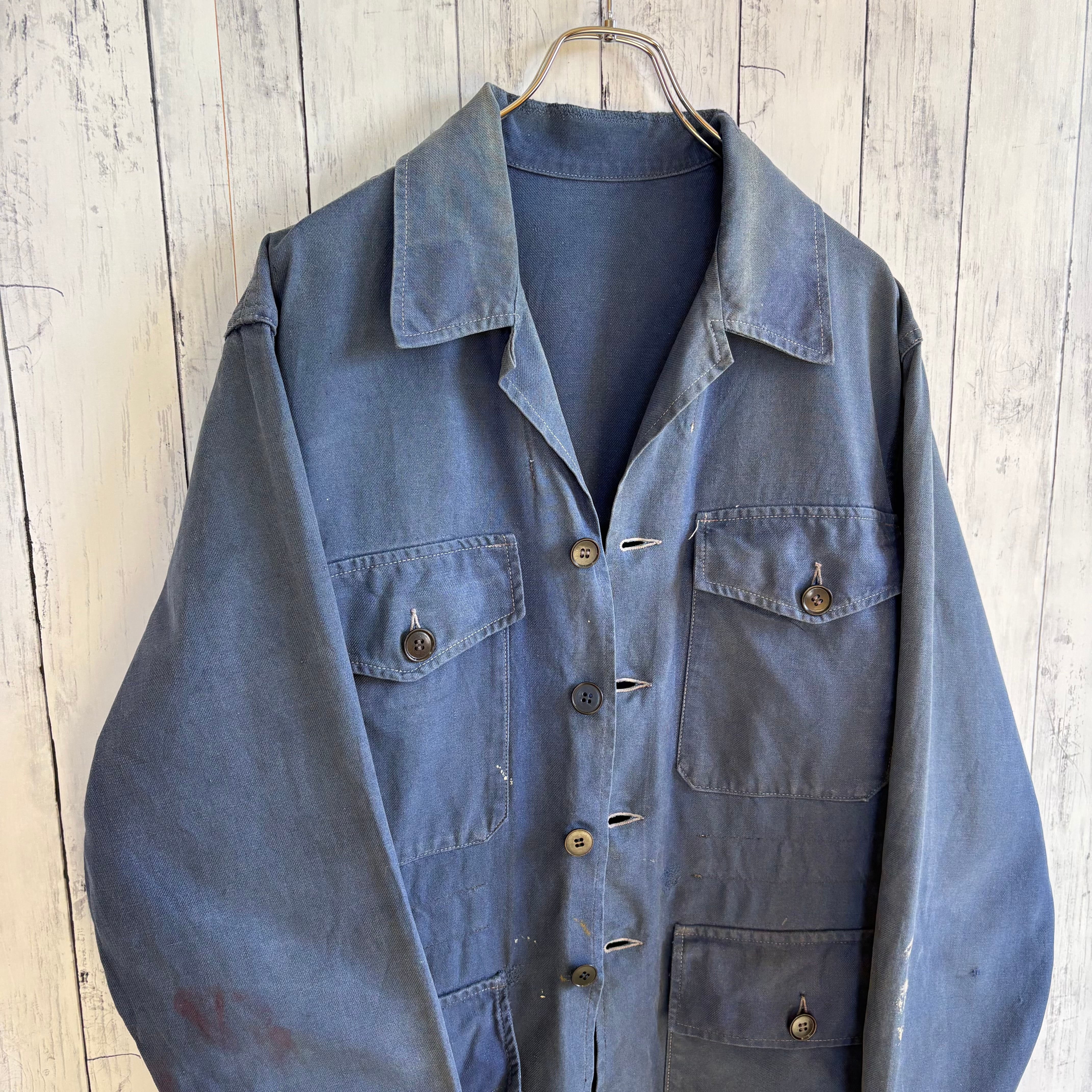 50〜60s BEAUFORT フレンチ ワークジャケット フェード 4ポケ ユーロ