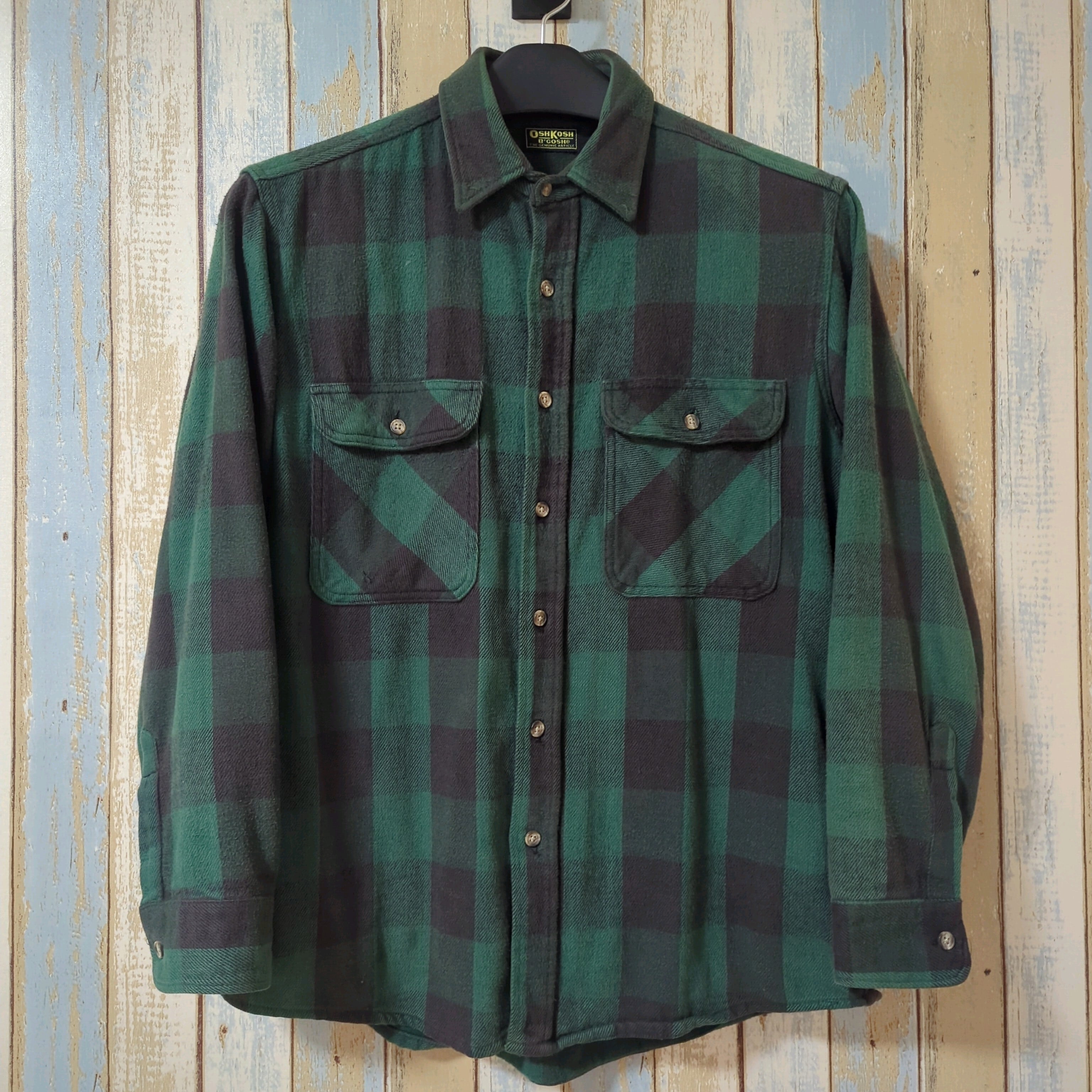 OshKosh B'Gosh オシュコシュ グリーン・ブラックチェックネルシャツ