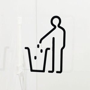 ツケレルン（3Wayピクトサイン）軽量 アクリル 突き出し 看板 （ゴミ箱サイン）3way-0107