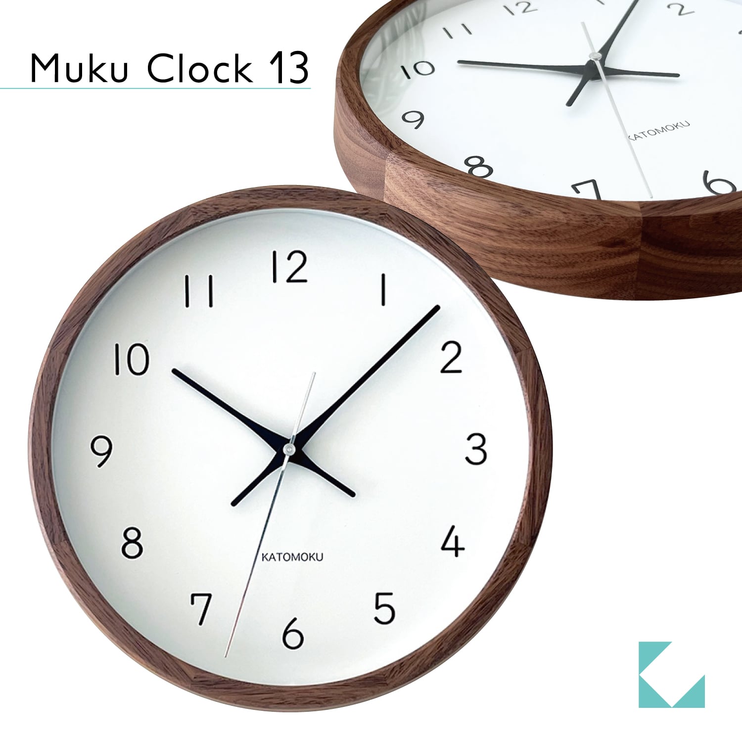 KATOMOKU muku clock 13 ウォールナット km-104WA 掛け時計 | 加藤木工