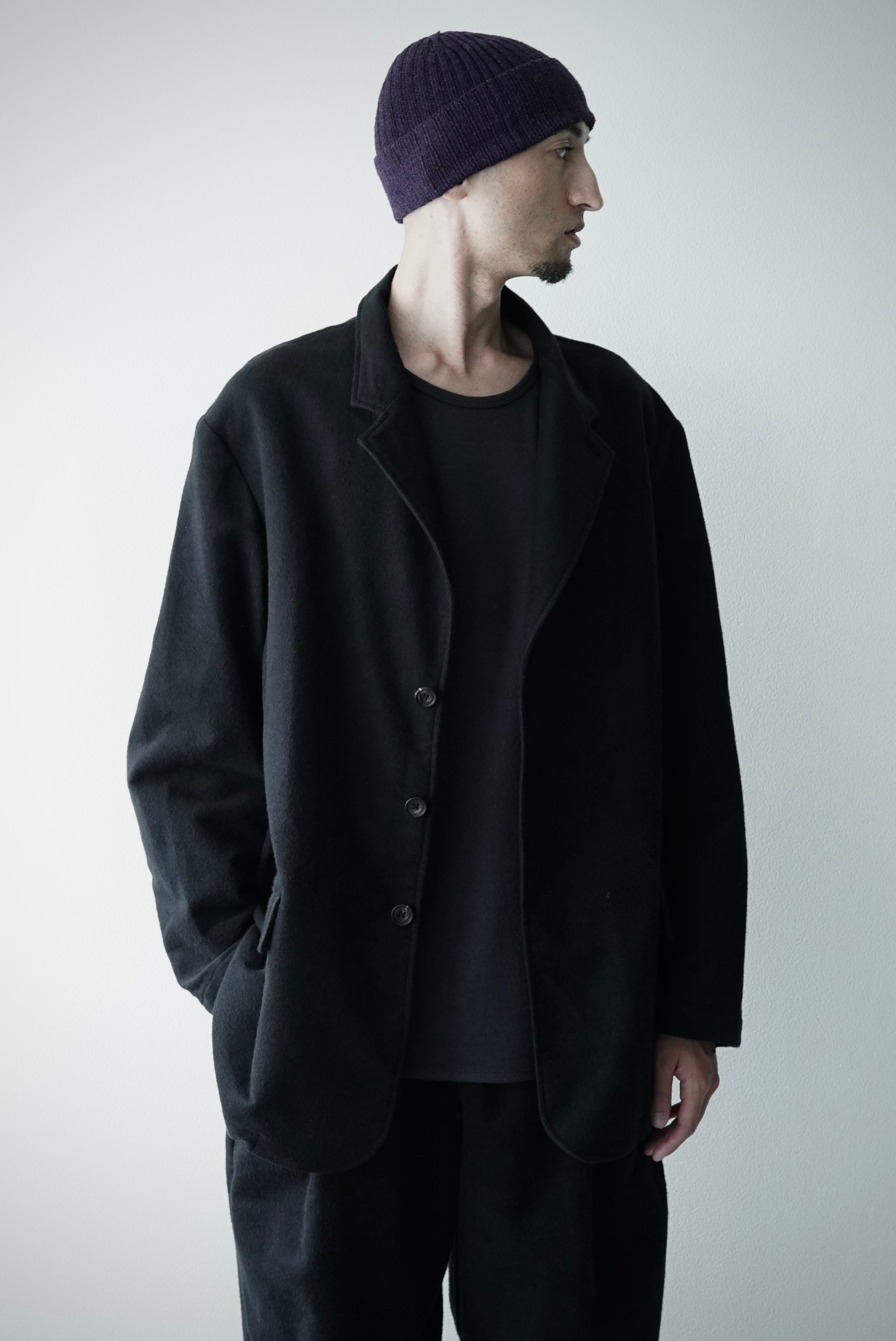 Cotton/Silk Mole Skin / Classic Jacket (Napped_BLACK) | C O L I N A