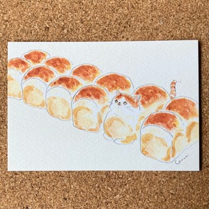 焼きたてほやほやパンにゃんこ ポストカード / Freshly baked bread Cat Postcard