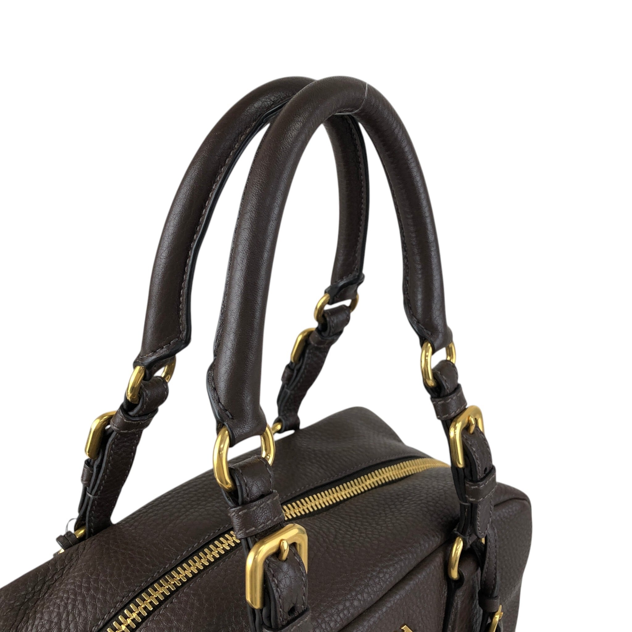 PRADA プラダ ショルダーバッグ ブラウン ロゴ レザー vintage