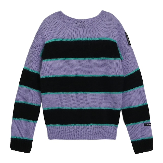 【99％IS】"N" Mohair  Stripe knit [Hand Made Custom](PURPLE/BLACK)