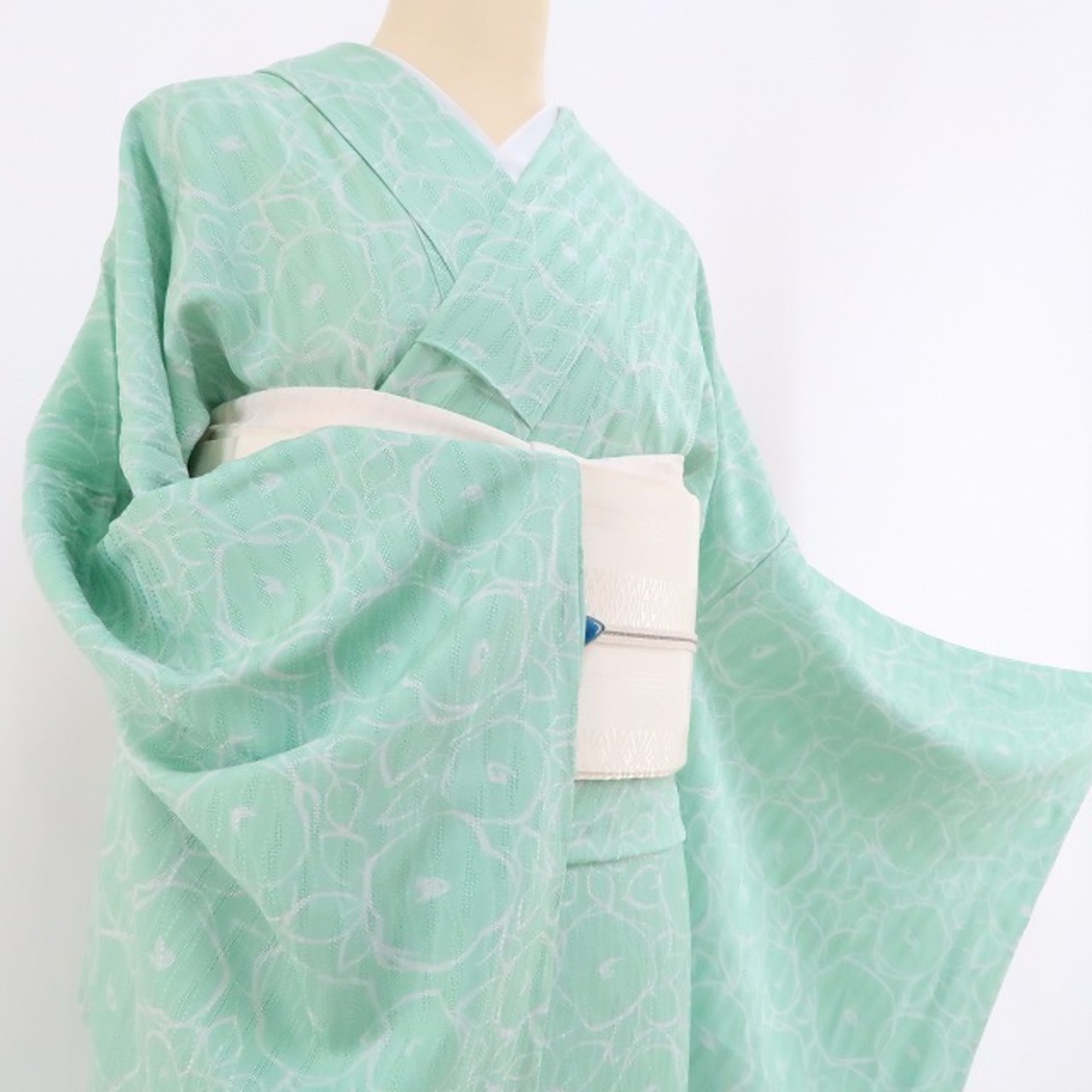 新品 紋紗 まんじゅう菊 夏着物“一睡に夢を抱けばお洒落ごころに花が 