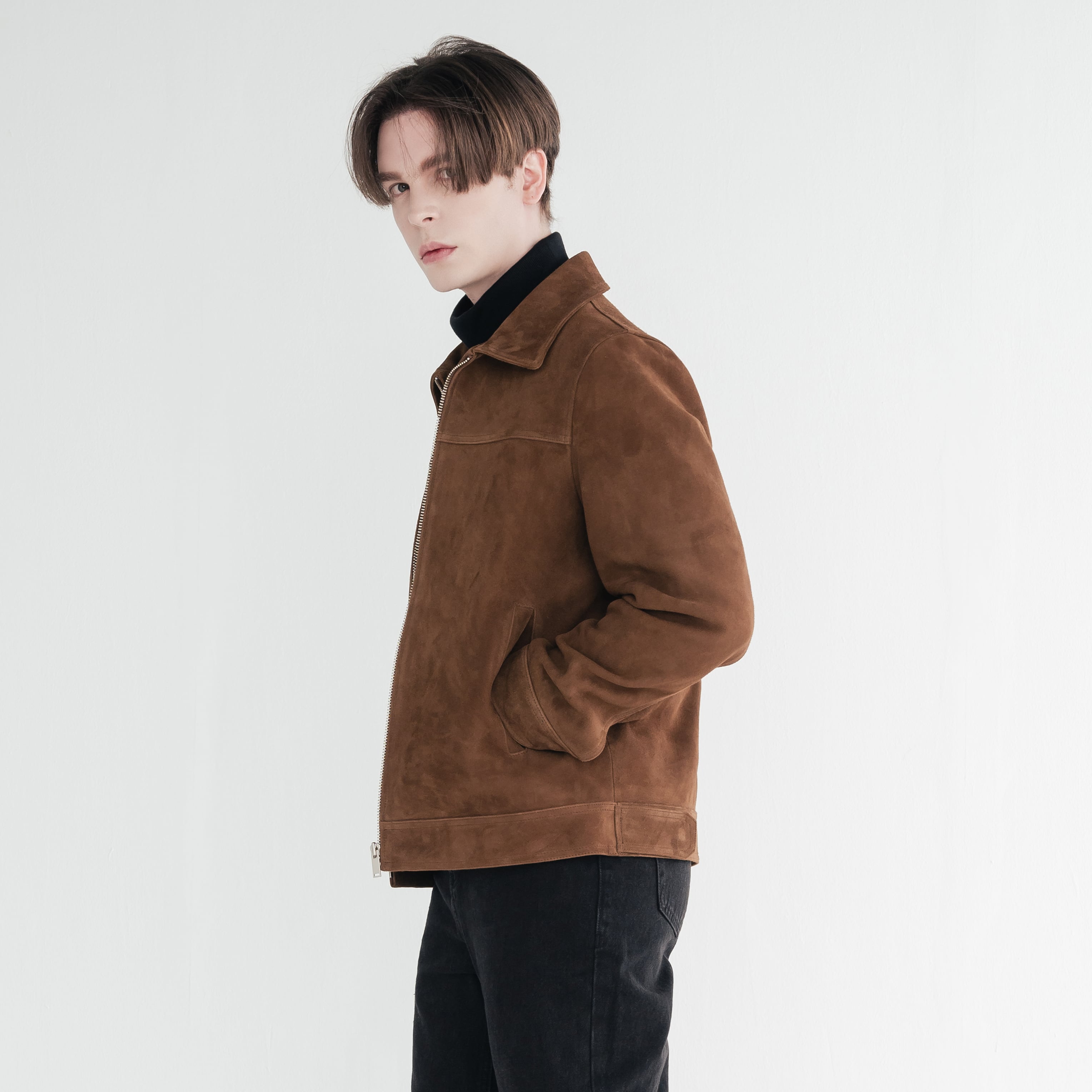 パキスタンゴートスエード シングルライダースジャケット メンズ