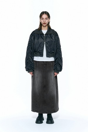 [INSILENCE WOMEN] Shirring MA-1 Jumper BLACK 正規品 韓国ブランド 韓国通販 韓国代行 韓国ファッション インサイレンス 日本 店舗