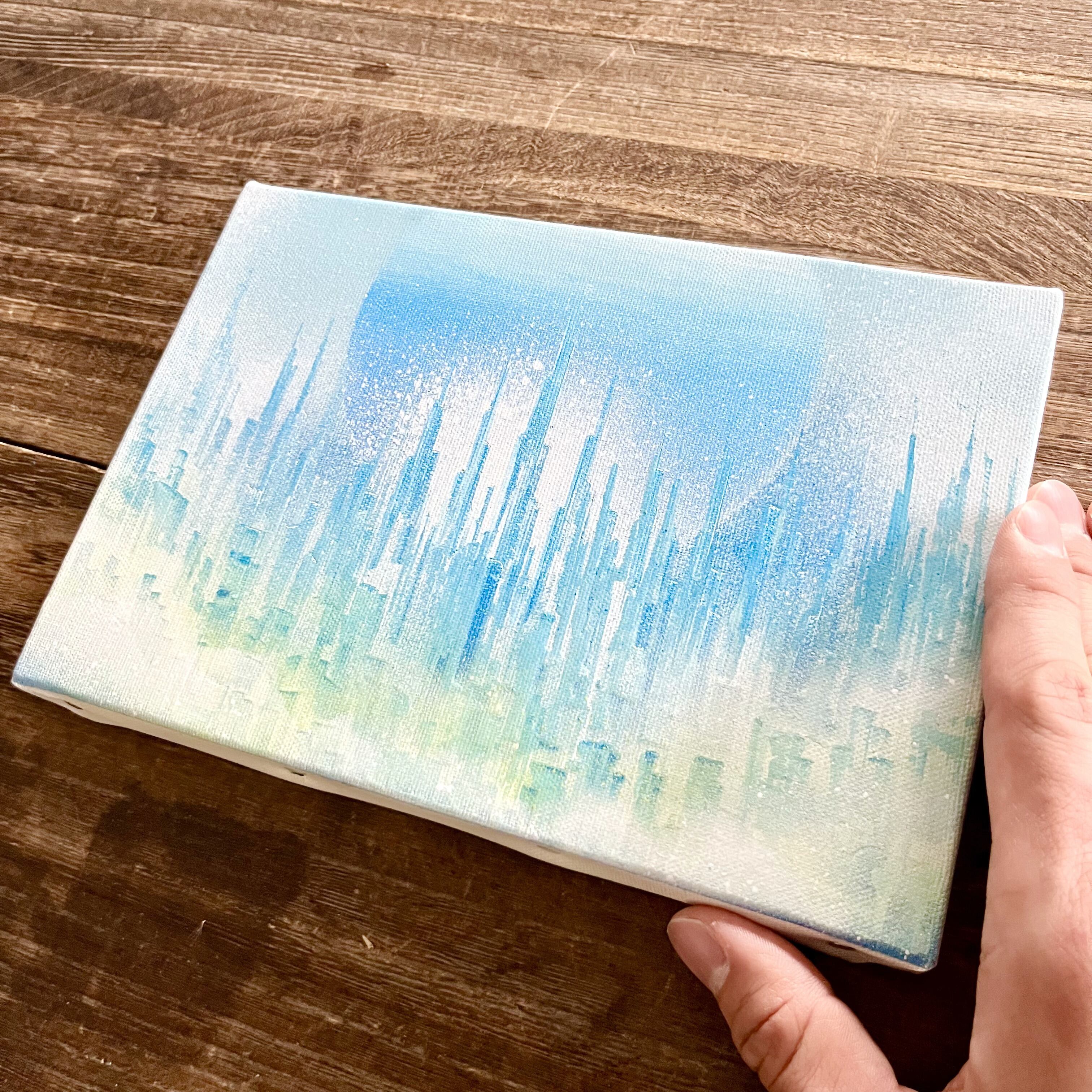 Where nobody knows」原画 風景×世界 水色 イエローグリーン 絵画