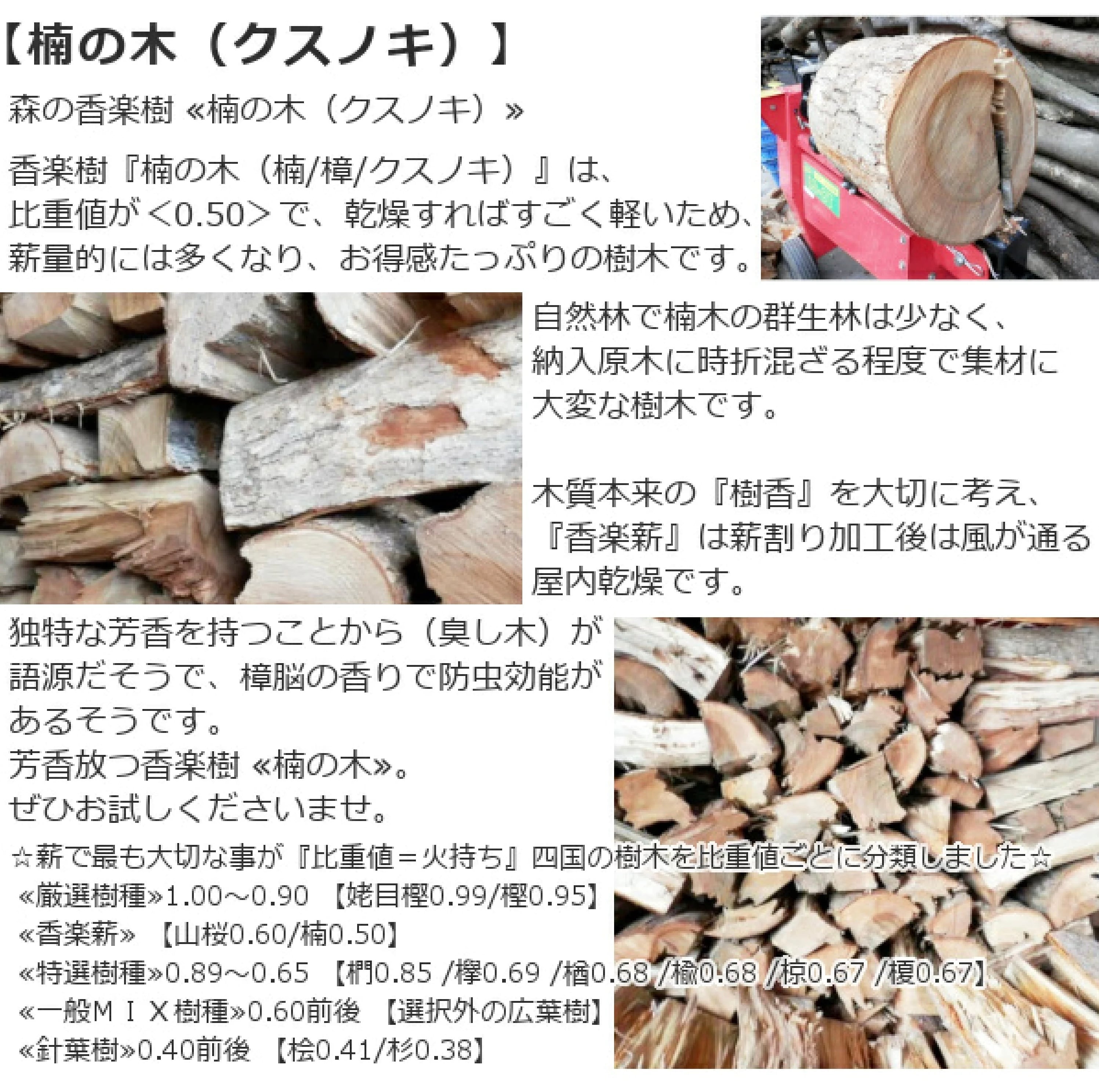 薪 楠の木 25kg 森の香楽樹 クスノキ 樟 広葉樹乾薪 キャンプファイヤー | 森の国工房