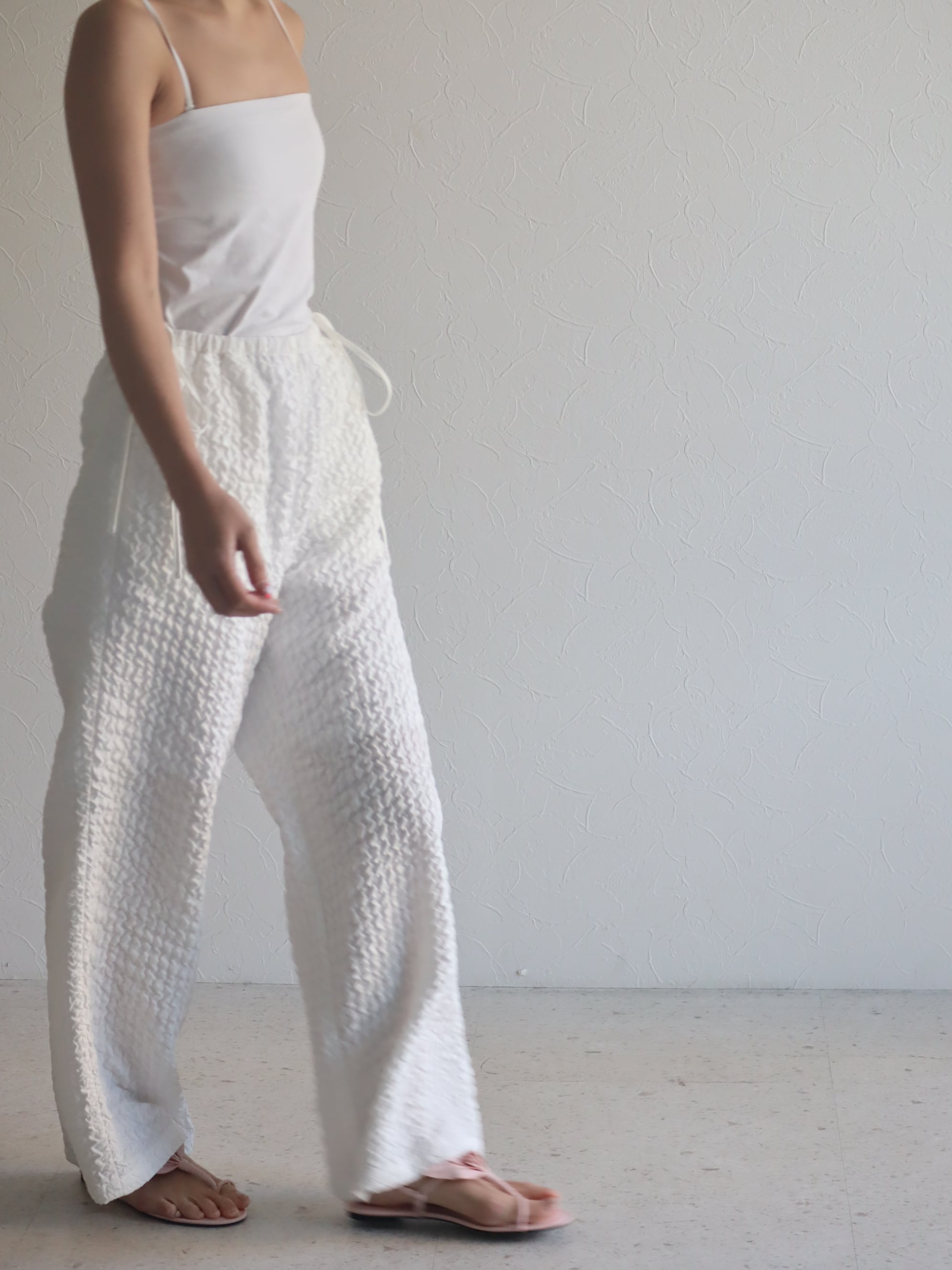 FUKURE jacquard relax pants(white)