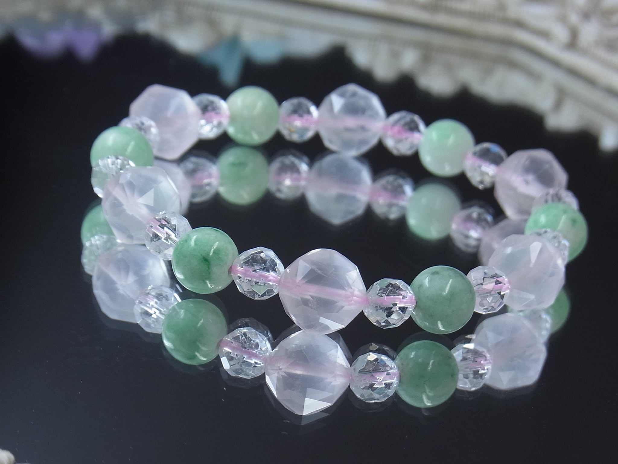 恋色ローズクォーツ天然石ブレス