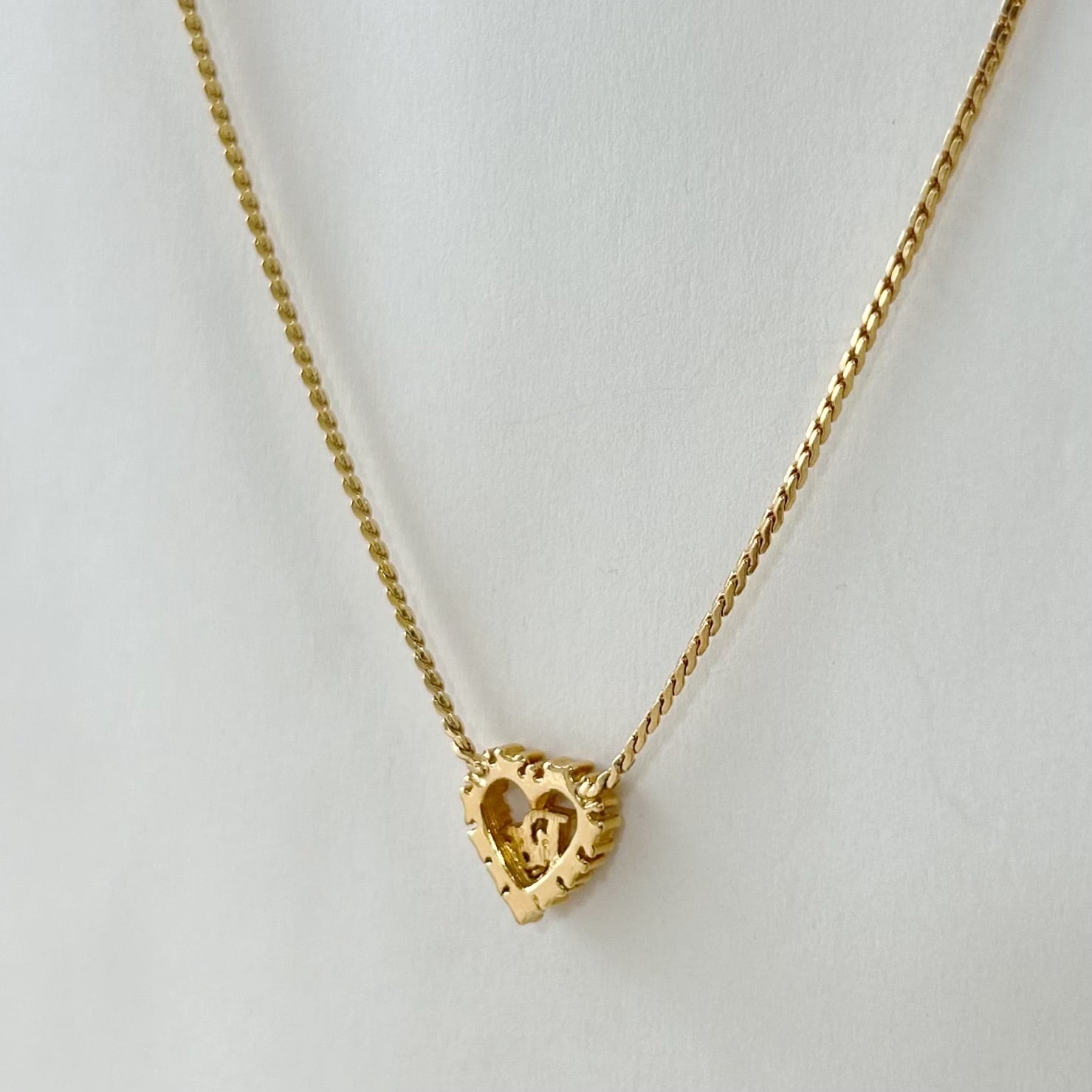 N6074】Christian Dior heart rhinestone necklace/クリスチャン