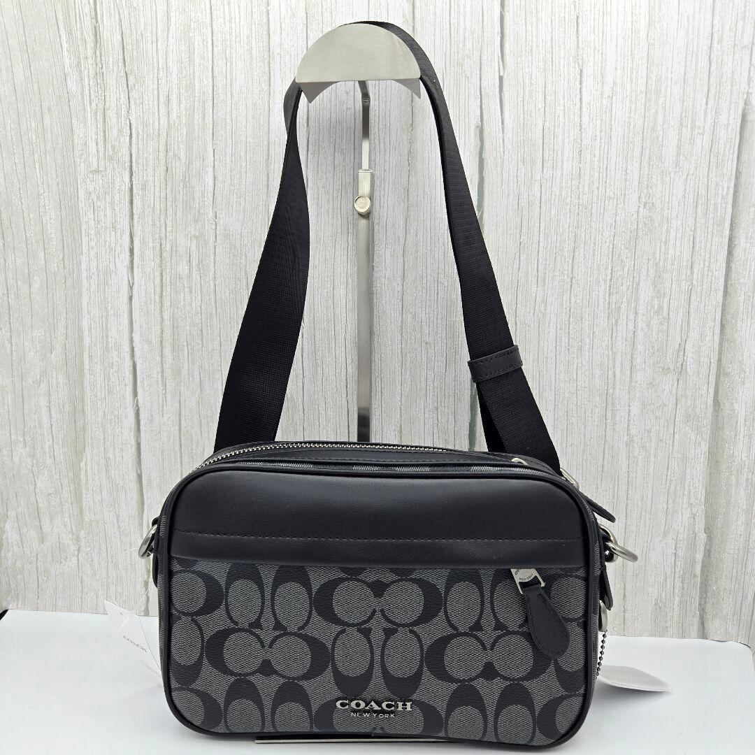 メンズ COACH ショルダーバッグ シグネチャー クロスボディ ブラック