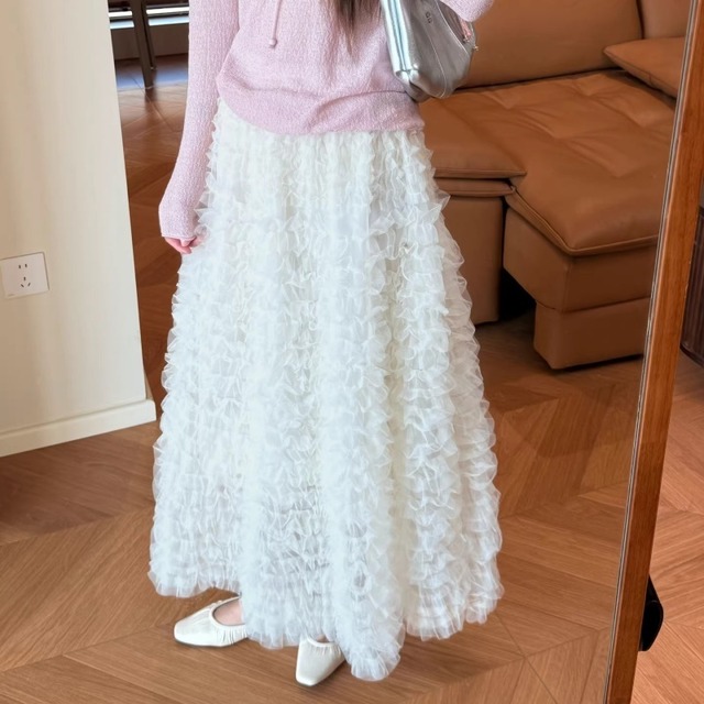 全7色/Tiered ruffle tulle skirt　M2803