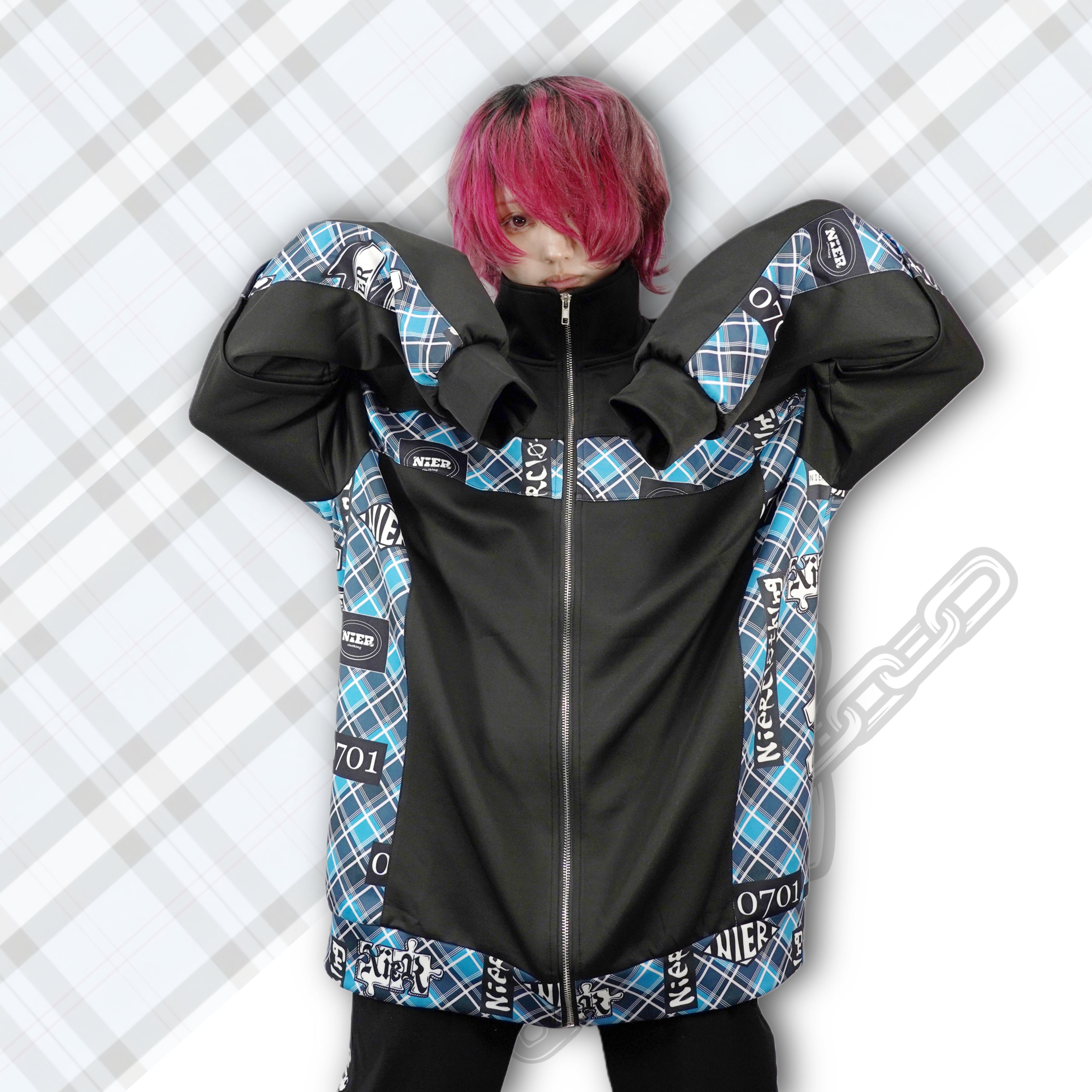トップス 4WAY BLUE CHECK ZIP OUTER NieR 4WAY BLUE CHECK ZIP OUTER | NIER CLOTHING