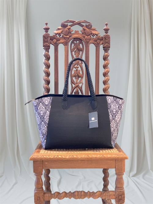 【1点もの】絣バッグ　シルクバッグ　ソウタカンボジアシルク　カンボジアシルク　シルク　ブラック　着物バッグ　