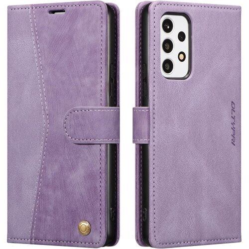 QLTYPRI Samsung Galaxy A53 5G ケース SC-53C/SCG15 ケース 手帳型 ケース 上質PUレザー 財布型 ケース ギャラクシーA53 手帳型 携帯カバー カード収納 スタンド機能付き マグネット式 軽量薄型 手触りが良い 耐衝撃 全面保護 手作 ケース Galaxy A53 5G対応 復古 パープル 1691