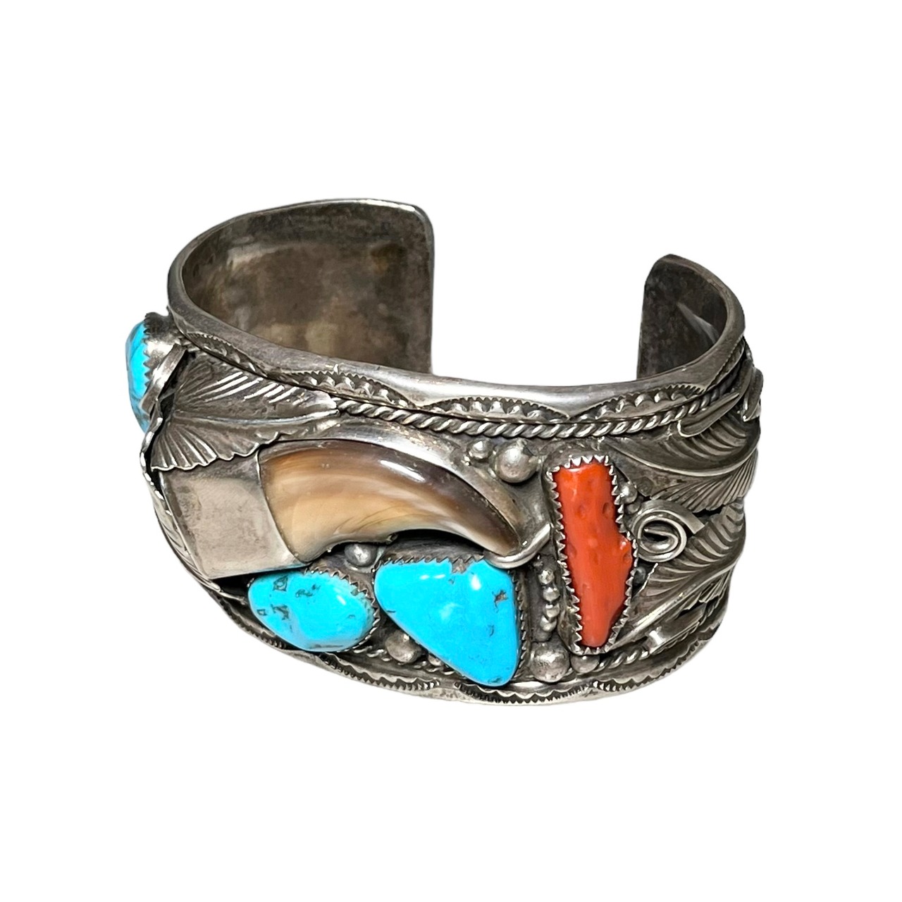 Mike Thomas Jr. heavy gauge silver wide cuff bangle " bear claw "