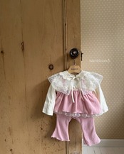 韓国子供服 / 26Autumn / ?取寄?MienbloomB / フラワーレースケープ / ベビー服 / キッズ服 *BabyFree*