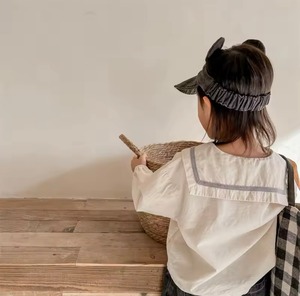 ダブルボタンナチュラルセーラーブラウス グレー 90~120cm