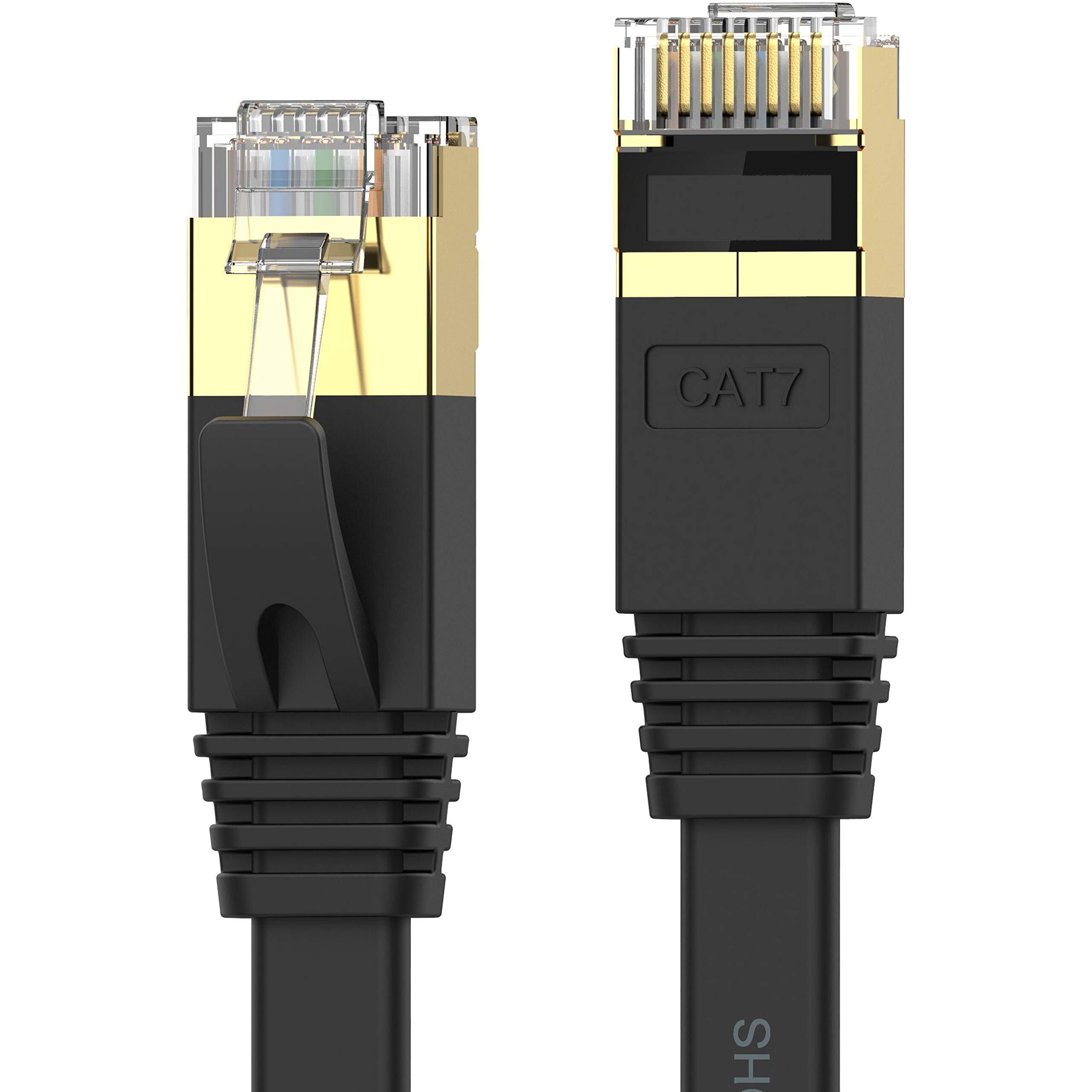 【在庫のみ】Senetem LANケーブル 5m ウルトラフラット カテゴリ7 高速 10Gbps/600MHz CAT7準拠 イーサネット RJ45 ツメ折れ防止 やわらか スリム ブラック モデム ルータ PS3 PS4 PS5 Xbox等に対応