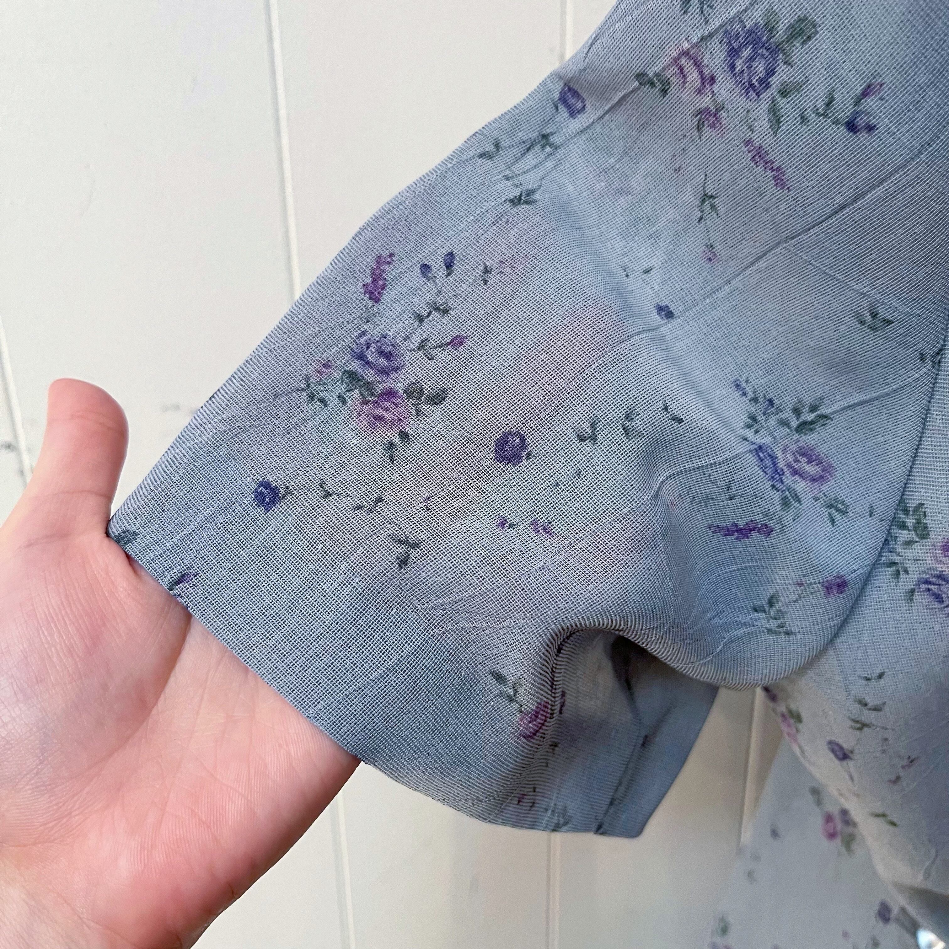 blue purple rose front button one-piece